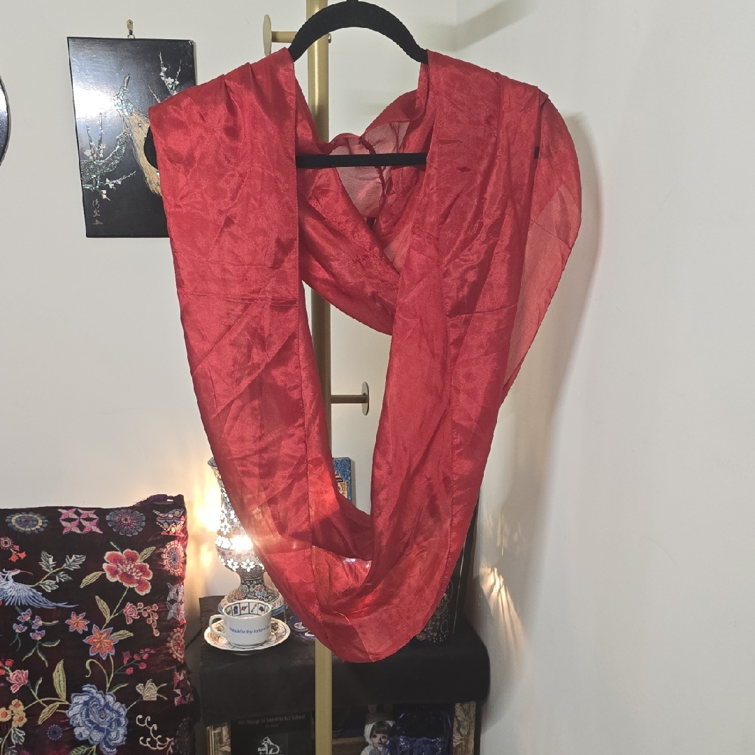 Elegant Red 100 Silk Infinity Scarf